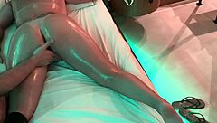 Whore receives anal fingering and cum on big pussy lips