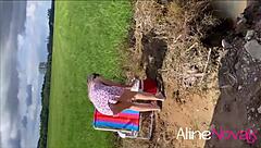 Young blonde gets hooked on outdoor naughty fun