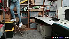 Shoplifting Teen 18+ Caught in Back Office for Blowjob Punishment