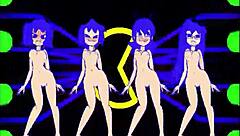 pacman ghost girls dance through three phases in anime style