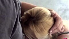 Thick blonde slave satisfies her master with a deepthroat blowjob