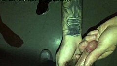 Goth Tattooed Chick Boldly Sucks Old Stranger in Video Booth