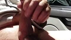Hard cock with a cock ring, jerk off to cum