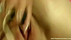 Horny Wife Rolls On Bed Masturbating!