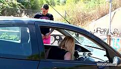 Blonde bad girl fucks stranger in tunnel