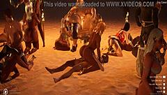 Wildlife orgy in hentai anime 3d group scene?