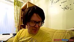 British nerd gets an amateur blowjob