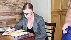 teacher with glasses gets huge cum facial