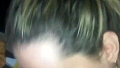 Blonde slut performs deepthroat blowjob on black cock