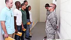 Uniformed hunk gets a gayanal treatment in a hot interracial scene