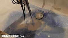 Busty British-Asian teen 18+ rocks cute bikini in bathroom.