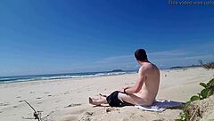 Public beach jerk off in the great outdoors