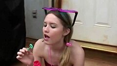 Naked beauty: Kitty Karsen's self-pleasure in the backstage area