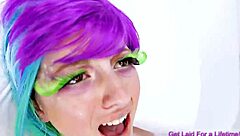 Rainbow Haired Teen Feels Deep Throat