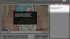 nicole plays risky job hentai game in ep 2, fondling tits to lure customers on webcam