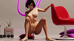 Beautiful girl enjoying solo pleasure in a animated game