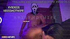 Halloween 2022, Pânico fucks Kriss hotwife hard, check the full video on red