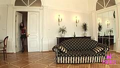 Valeria in corset drains two dicks completely!