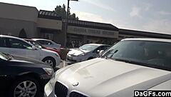 Blonde Teen Gives Handjob In Car While Driving