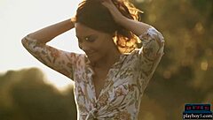 Anetta Keys strips outdoors, showing small tits and big ass