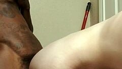 Small girl gets big black cock in restrooms