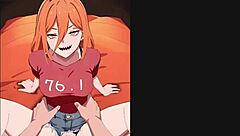 Beautiful anime babe gets a missionary style creampie with POV camera angle