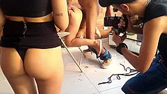 Latina Amateurs Film on Balcony