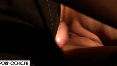 I observed one blonde babe with two men and a voyeur