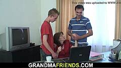 Three woman having sex in the office