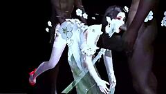 Two BBCs Fuck Big Boobs Chick Bent Over in Hardcore 3some 3D Animation!