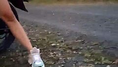 showing tits and pussy outdoors