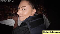 Blonde cop enjoys deep sucking