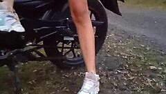 showing tits and pussy outdoors