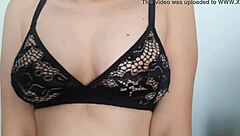 playing a nipples game in lingerie