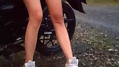 showing tits and pussy outdoors