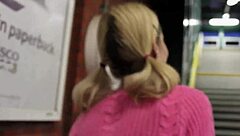British girl urinates in her jeans and exposes herself in public