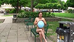 Nudist beauty with big boobs enjoys the outdoors