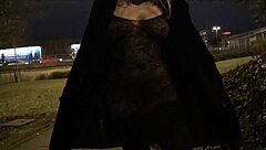 I flash my blonde british tits downtown at night