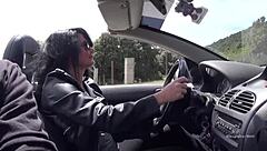 OMG! Jerking a stranger's huge cock in public!