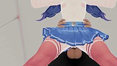 Animated sexual experience with Miside blender in a sexy outfit