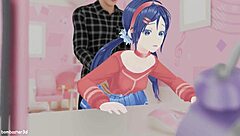 Animated sexual experience with Miside blender in a sexy outfit
