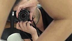 Wow, Latina model can't resist cock during hot photoshoot!