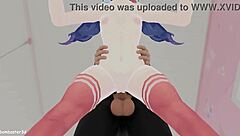 Animated sexual experience with Miside blender in a sexy outfit
