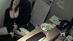 secretary says, i'm rubbing my tits and masturbating