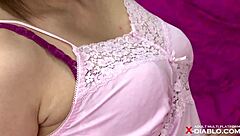 Short-haired Japanese wife reveals big tits in first nude shoot