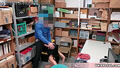 Petite chick caught shoplifting gets a rough punishment fuck