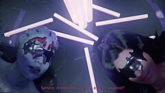 Redhead MILF with big ass and tits gives blowjob, bent over for creampie POV.