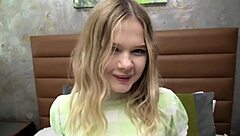 Redhead MILF with big ass and tits gives blowjob, bent over for creampie POV.