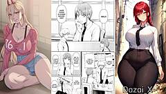 Beautiful woman Makima and hot guy Danji in Chainsaw man hentai