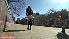 Jeny Smith Spins In Miniskirt Upskirt On Beach